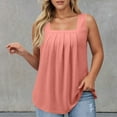 thumbnail image 2 of Gpoecd Plus Size Tank Tops for Women Women's Casual Square Neck Pure Color Ruffle Detail Blouse for Spring Summer Camisole Tops for Women Rose Gold,XL, 2 of 7