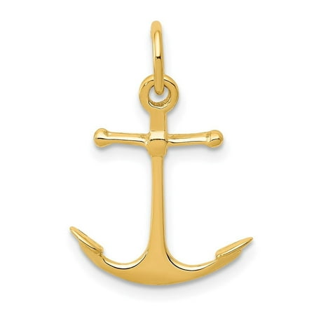 Diamond2Deal 14K Yellow Gold 3D Anchor Charm Pendant, 0.75 in L x 0.6 in W (Men's)