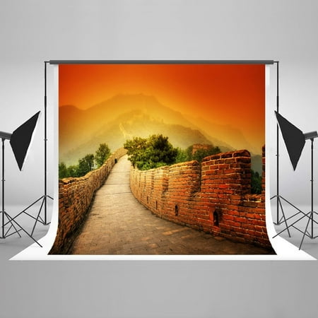 Image of HelloDecor 7x5ft The Great Wall Sunset Evening Setting Sun Holiday Tourism Backdrop Boy Girl Daughter Beautiful Photography Background