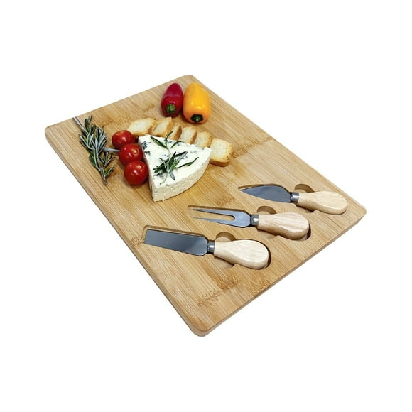 JS Gourmet - Bamboo Cheese Board with 3 Knives