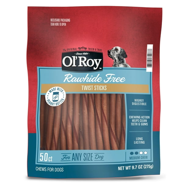 Ol’ Roy Rawhide Free Peanut Butter Twists for Dogs, 50 count Walmart