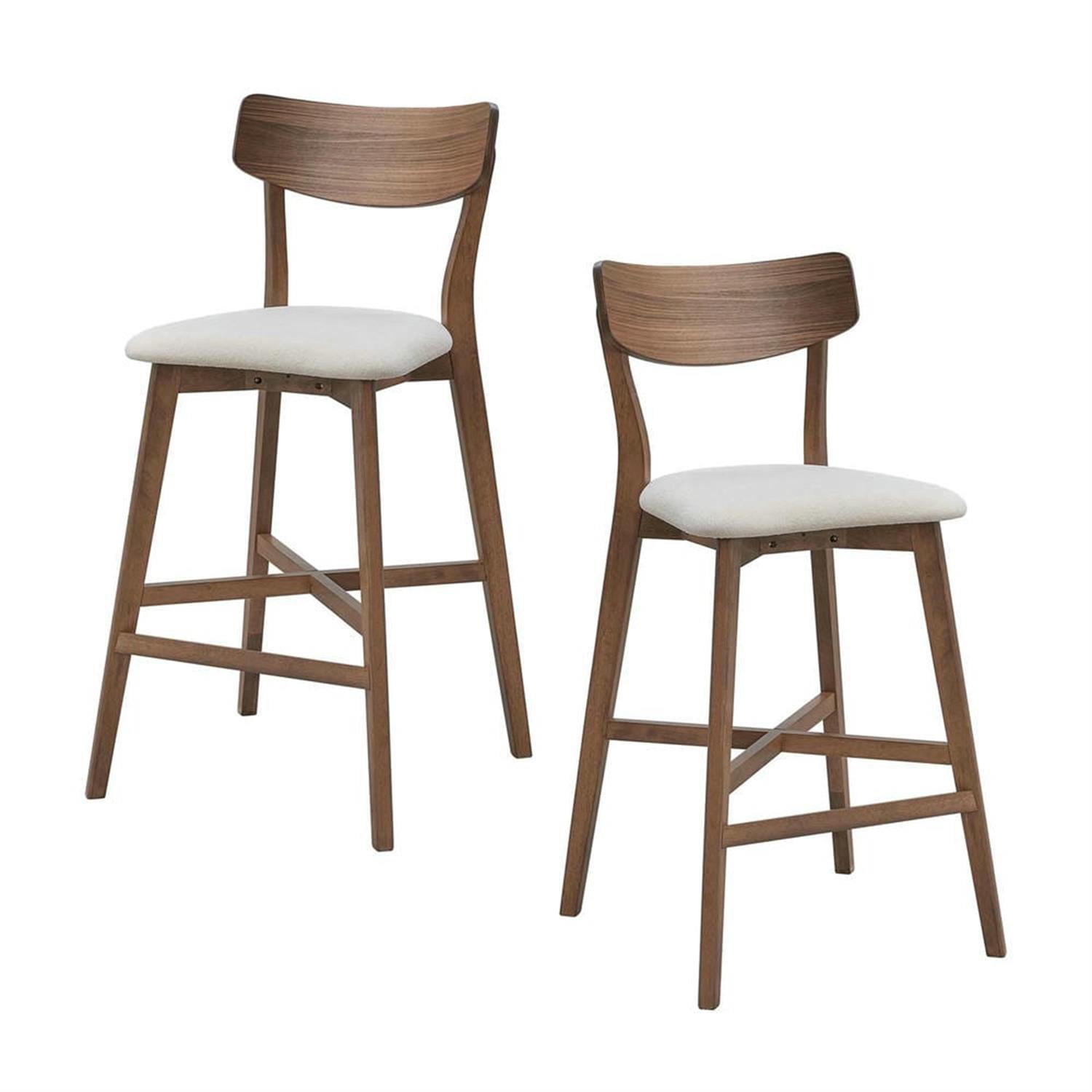 Demi Bonn 41" Counter Height Bar Stools Set of 2, Soft Upholstered Barstools with Back, Kitchen Island Countertop Chairs for Dining Room, Brown