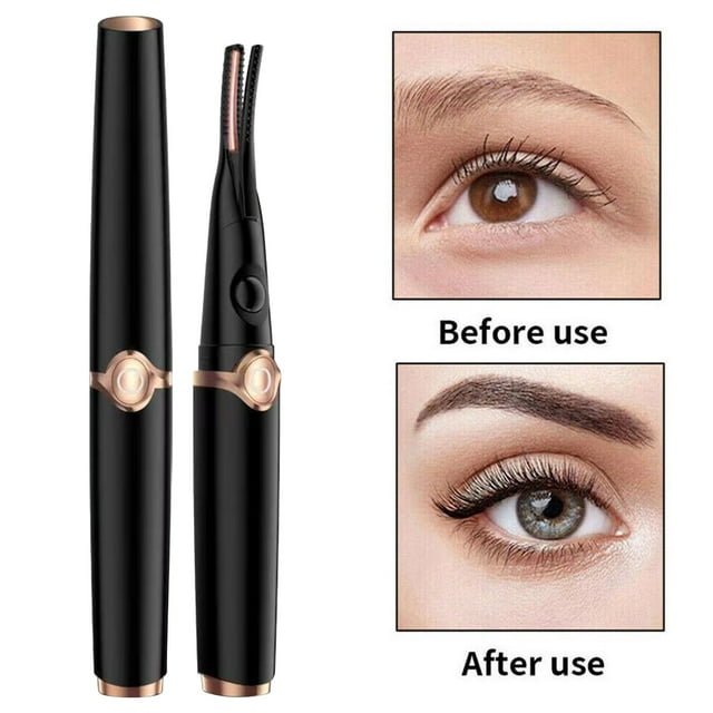 Recourbe-Cils Chauffant Rechargeable par USB avec Peigne Intégré - 3 Réglages de Température, Recourbe Naturel, Sûr pour Cils Naturels et Faux, Design Portable, Inclut Fer à Sourcils