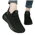 thumbnail image 5 of Womens Sneakers Breathable Knitted Slip on Soft Sole Tennis Shoes Comfortable Lace up Antislip Solid Color Sneakers Black Size 6.5, 5 of 6