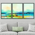 thumbnail image 3 of PixonSign Framed Wall Art Set Watercolor Pastel Rainbow Abstract Mountain Landscape Oil Painting Geometric Abstract Modern Prints Panoramic Colorful for Rooms - 16"x24"x3 Black, 3 of 5