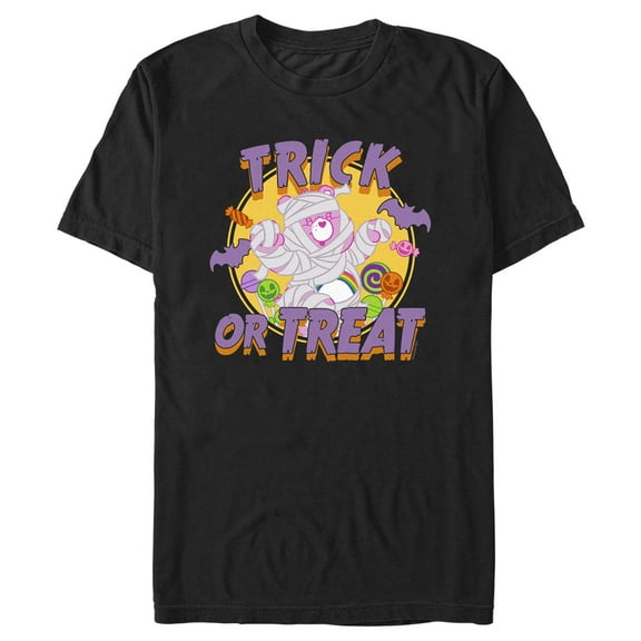 Men's Care Bears Halloween Trick-Or-Treat Cheer Bear Mummy  Graphic Tee Black Small