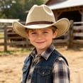 thumbnail image 4 of Kids Western Cowboy Hat for Children or Style Hat for Boys and Girls Sun Adjustable Fit Easy Care Baby Toddler Headwear for Everyday Adventures Beige One Size, 4 of 4