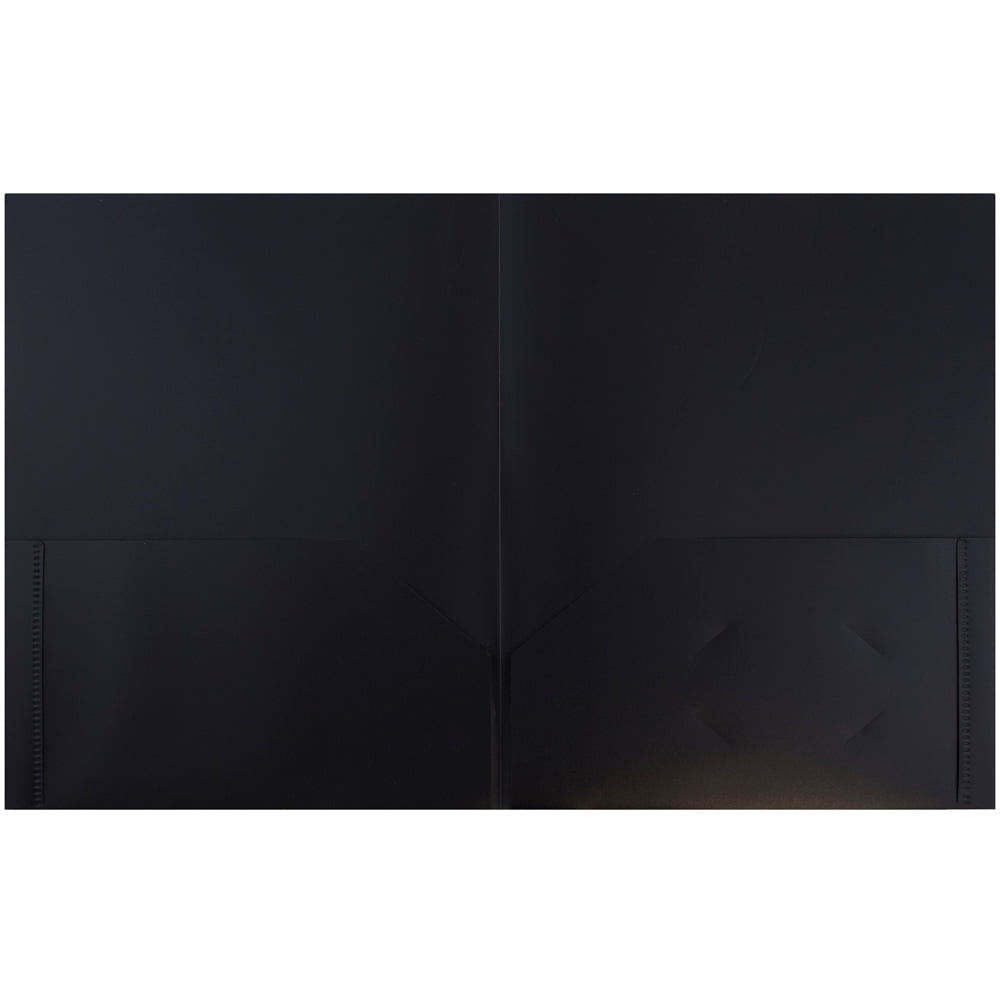 JAM Paper Plastic 2 Pocket School POP Folders, Black, Bulk 96/Pack