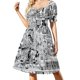 thumbnail image 2 of Vestido blanco con estampado de cómics para mujer, vestidos de fiesta para mujer, 2 of 8