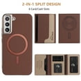 thumbnail image 4 of Allytechgroup Case for Samsung Galaxy S25, [RFID Blocking] 2-in-1 Detachable Magnetic Wallet Case [Compatible with MagSafe] Stand Slim PU Leather TPU Cover with Credit Card Slots/Cash Slot, Brown, 4 of 13