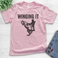 thumbnail image 2 of Kids Winging It Shirt, Youth Kids Boy Girl T-Shirt, Chicken Shirt, Chicken Wing Shirt, Light Pink, Medium, 2 of 4
