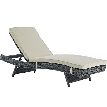 Modern Outdoor Chaise Lounge Modern Contemporary Urban Design Outdoor Patio Balcony Chaise Lounge Chair, Beige, Rattan ()