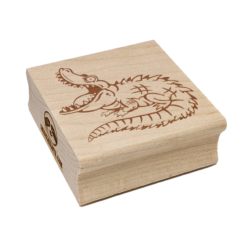 Hungry Crocodile Alligator Square Rubber Stamp Stamping Scrapbooking