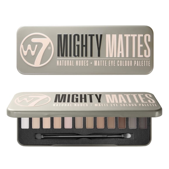 Sombra de ojos W7 Mighty Mattes - 12 colores nude mate - Paleta de maquillaje impecable y natural de larga duración