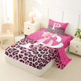 thumbnail image 2 of Manfei Cute Letter P Print Twin Sheets,Chic Leopard Bedding,Pink,3-Piece, 2 of 6