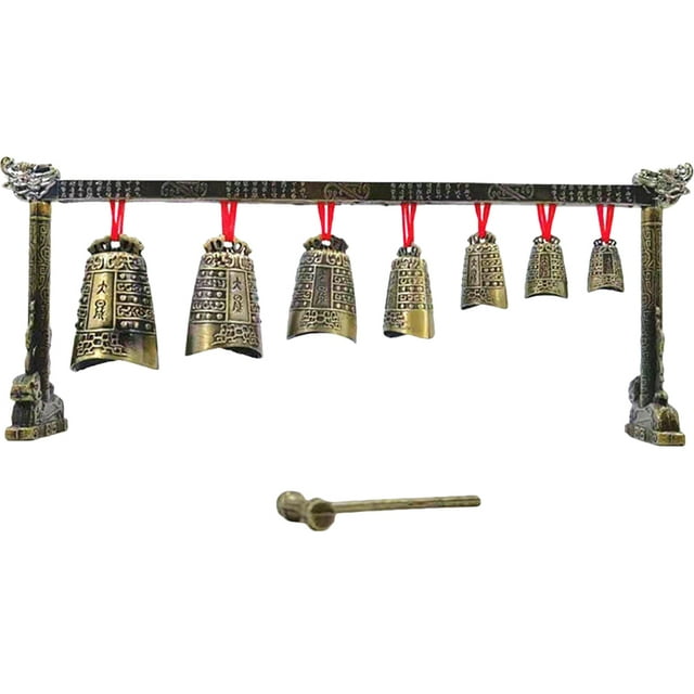 Miangastore Antique Chime Percussion Instrument for Decoration Desktop Alloy Multi Color 3.5x3.5x12 Inch