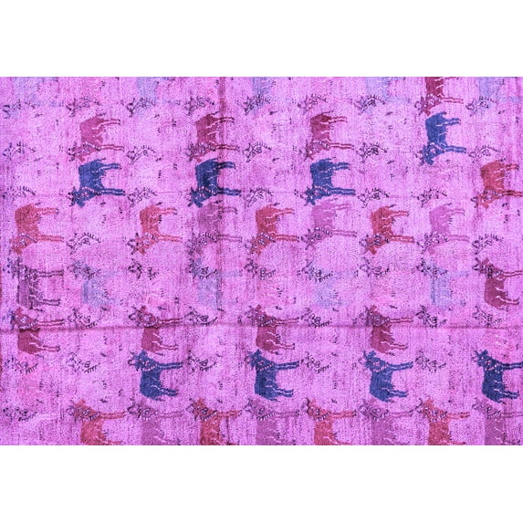 Ahgly Company Indoor Rectangle Abstract Purple Modern Area Rugs, 6' x 9'