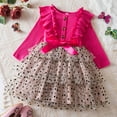 thumbnail image 2 of XUELUO Toddler Girl Long Sleeve Dress Button Front Bow Waist Ribbed Polka Dot Tulle Skirts Outings Kids Spring Summer Dress, 2 of 4