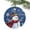 Blue Red White, variant on Xmas Snowman Red Buffalo Plaid Christmas Ceramic Ornament 2025,3" Round Xmas Tree Hanging Accessories with Gold Ribbon