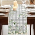 thumbnail image 3 of Table Runners 90 Inches Long Dress Scarves, Watercolor Floral Farmhouse Coffee/Dining/Kitchen Table Runner for Living Room, Spring Flowers Birds Plants Gray Plaid 13x90 Inch, 3 of 9