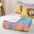 thumbnail image 4 of Erosebridal Light Blue & Pink Dripping Waffle Baseball Sundae & Glove Graphic Quilt King,Sweet Graphic King Coverlet Set for Boys Girls, 4 of 7