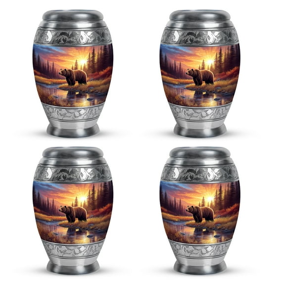 SABURIAL Bear Urn - Mini Funeral Urn - Little Cremation Urns For Adult Ashes Women - Tiny Burial Urns For Male Dad Ash - 3 Inch Set Of 4