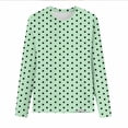 thumbnail image 6 of Dolkfu Long Sleeve Going Out Tops Green Pull-on French Chic Crew Neck Blouses & Tops Patchwork Polka Dot Retro Vintage Green,S, 6 of 6