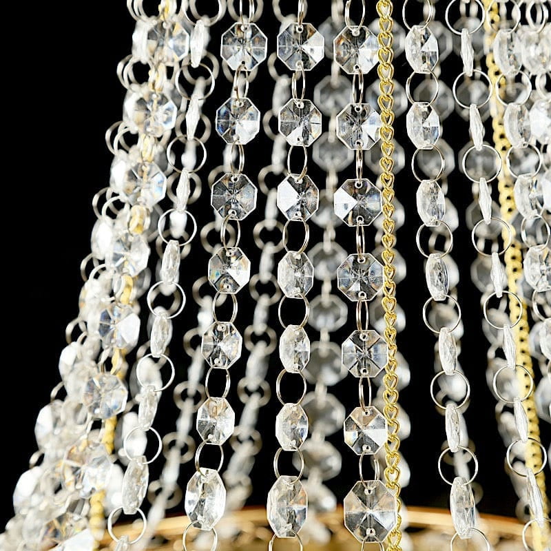 BalsaCircle 2 feet Clear Beaded Crystal Chandelier with Gold Ornate Metal Frame Home Party Wedding Reception Event Decorations Supplies
