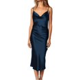 thumbnail image 1 of GHSDFBB Robe Satinée Sans Manches à Bretelles Spaghetti pour Femmes Cocktail Plage Soirée Col Bénitier à Pois Léopard Midi, 1 of 6