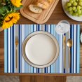 thumbnail image 4 of Blue Green Striped Placemats Set of 8, Colorful Abstract Vertical Lines Art Placemats for Dining Table, Place Mats for Kitchen Tabletop, Waterproof Wipeable Dining Table Mats Set, 4 of 9