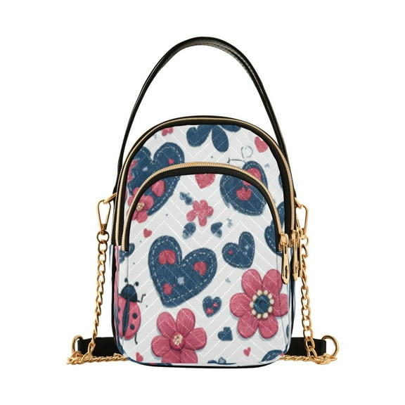 DIXRUYEE Cross Body Shoulder Handbags Bags Fashion Denim Love Garden Pattern
