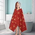 thumbnail image 6 of Red Christmas Golden Reindeer Pattern Hooded Bath Towel，60"x35" for Ages 3 To 12 Kids, Quick Dry Lightweight Soft Microfiber Hood Beach Towel Cover Up for Kids, 6 of 7