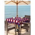 thumbnail image 4 of Square Outdoor Tablecloth With Umbrella Hole And Zipper– Abstract Modern Waterproof Patio Table Cover for Party, Picnic, Backyard, 54"x54" , 4th of July Checkered Red Navy Blue White, 4 of 8