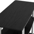 thumbnail image 5 of Wood TV stand in Americano, Chrome finish, three-tier shelving, media storage, 5 of 6