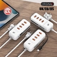 thumbnail image 4 of 66W 4-Port USB Charging Hub, 5.1A Total Output, Multi-Device Charger Dock for Tablet & Phone, Compact Travel Design, White, By Preplabs, 4 of 8