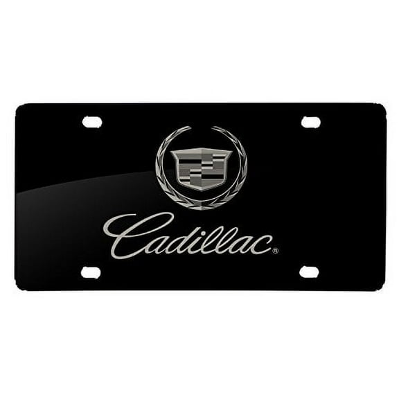 Cadillac Dual Logo Laser Mark Matt-Look Black Acrylic License Plate