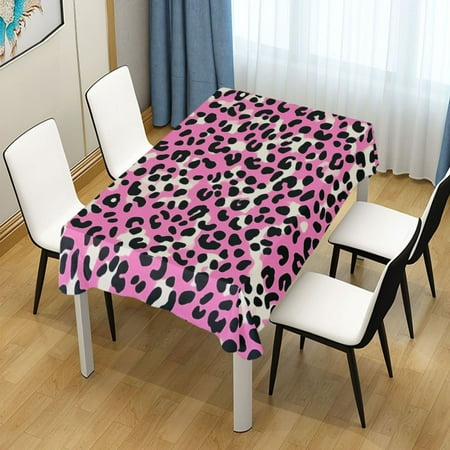 

60x90 Inch Tablecloth Polyester Square Tablecloth for Home Kitchen Dinner Decor Pink and Black Leopard