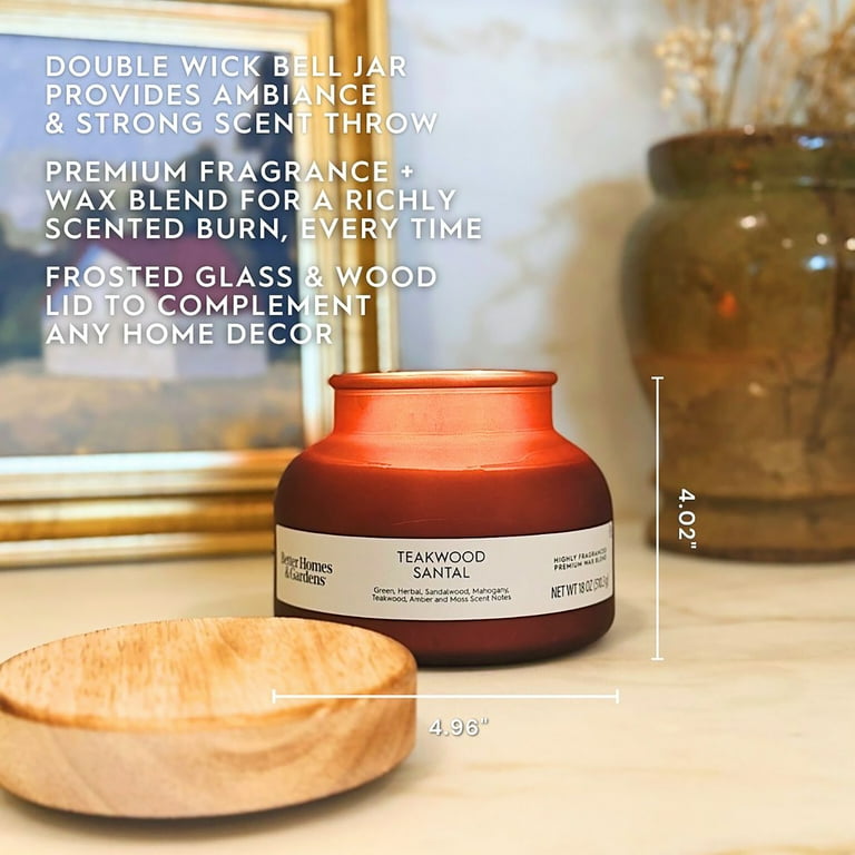Better Homes & Gardens Teakwood Santal Scented 2-Wick Frosted Jar