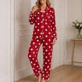 thumbnail image 4 of Blmnix Sleepwear Sets Womens Sleepwear Bamboo Pajamas Button Up Pajamas Pajamas Straight-Leg Long Sleeve Red Collared Full Summer Pajamas for Women,M, 4 of 6
