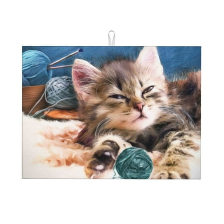 

Dish Drying Mat Playful Cat Highly Absorbent Microfiber Drying Mat Kitchen Counter or Sink Drawer Liner 18x24 Kitchen Drying Mat Coffee Mat Kitchen Essentials