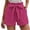 Hot Pink, variant on RYRJJ Womens Cotton Linen Beach Shorts Soft Elastic Waist Bowknot Tie Belted Summer Casual Short Pants with Pockets(Purple,XXL)