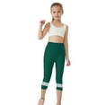 thumbnail image 6 of Juslio Girls Pants Kids Fashion Solid Color Cute Summer Leisure Yoga Leggings Sports Lace Cropped（Green Capris， 12 Years）, 6 of 8