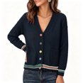 thumbnail image 2 of gbyLJF Womens V Neck Cardigan Sweater Long Sleeve Button Down Knitted Tops Coats with Pockets, 2 of 3