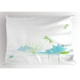 thumbnail image 1 of Dragonfly Pillow Sham Waterlily and Dragonfly Nature Background Clouds Lake Sun Design, Decorative Standard Size Printed Pillowcase, 26 X 20 Inches, Apple Green Pale Blue, by Ambesonne, 1 of 2
