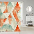 thumbnail image 2 of Triangle Pattern Bathroom Waterproof Accessories with 12 Hooks Geometric Fabric Shower Curtain for Kids Boys Girls Teens Orange Green Shower Curtain Modern Art Curtains,72x72 Inches, 2 of 6