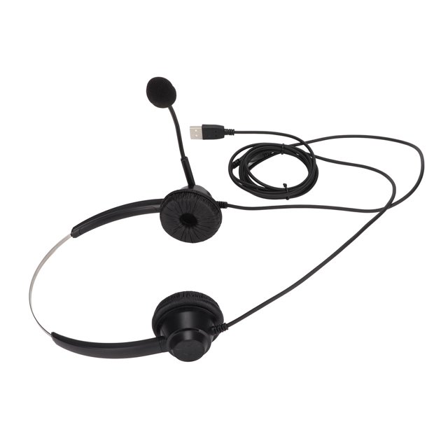 Casque Double Face, Réglage du Volume Confortable Casque d'Affaires USB Noir pour les Centres d'Appels