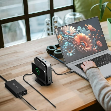 j5create - USB-C Dual 4K HDMI Docking Station with 15W Wireless Charging - Space Grey