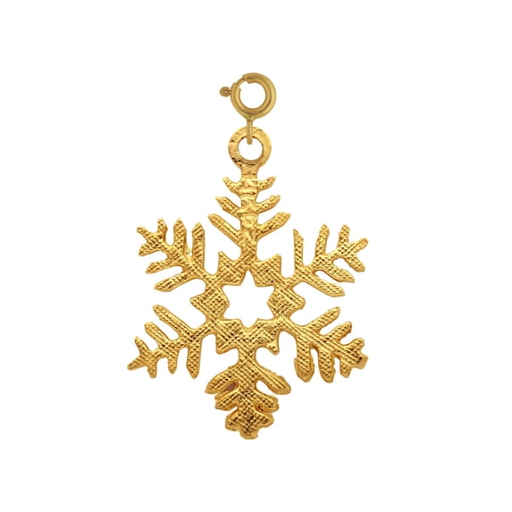 14K Yellow Gold Snow Flake Pendant - 21 mm