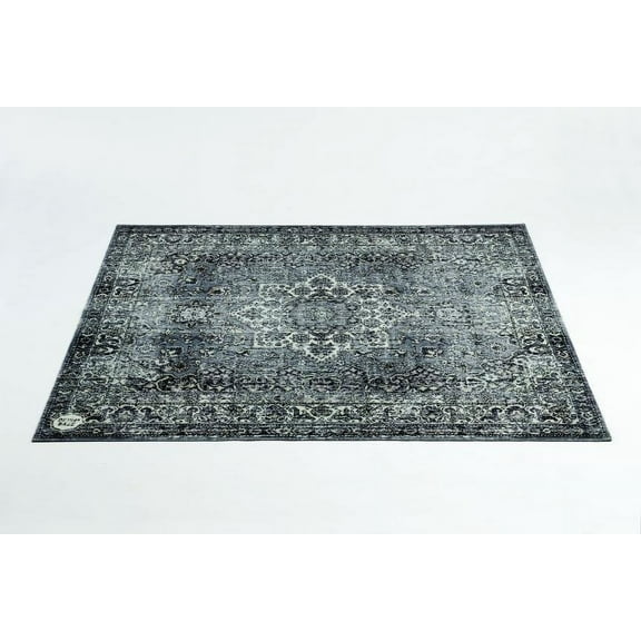 Drum N Base Vintage Persian Style Drum Rug Gray, 5.34' x 4.65'
