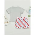thumbnail image 4 of Wassery 4th of July Toddle Baby Girls Boys Independence Day Clothes Bus Letters Print Short Sleeve Round Neck T-Shirts and Contrast Color Checkerboar 0-18M My First Independence 's Day 0-3T, 4 of 9